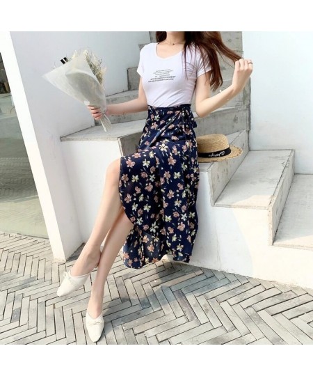 Women Skirt Summer Fashion Sexy High Waist Irregular Split Bandage Wrap Pencil Skirts Casual Floral Print Women Slim Boho $30...