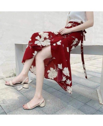 Women Skirt Summer Fashion Sexy High Waist Irregular Split Bandage Wrap Pencil Skirts Casual Floral Print Women Slim Boho $30...