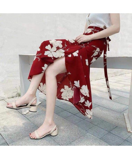 Women Skirt Summer Fashion Sexy High Waist Irregular Split Bandage Wrap Pencil Skirts Casual Floral Print Women Slim Boho $30...