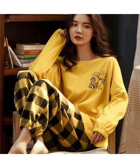 New Women Soft Pajamas Set Spring Autumn Long-sleeved Trousers Two-piece Set Cute Soft Home Wear Clothes for Women Nightwear ...