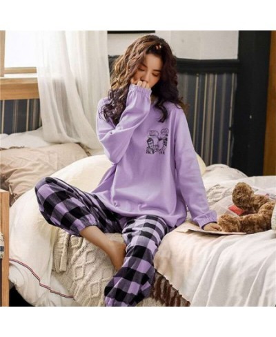 New Women Soft Pajamas Set Spring Autumn Long-sleeved Trousers Two-piece Set Cute Soft Home Wear Clothes for Women Nightwear ...