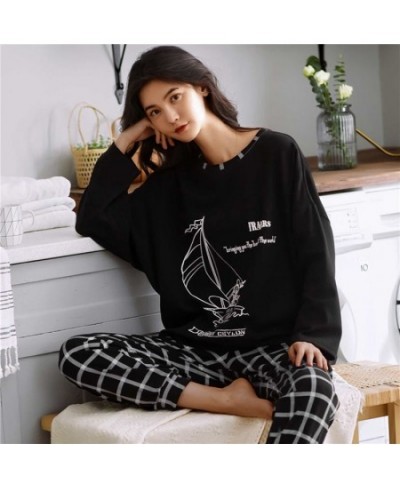 New Women Soft Pajamas Set Spring Autumn Long-sleeved Trousers Two-piece Set Cute Soft Home Wear Clothes for Women Nightwear ...