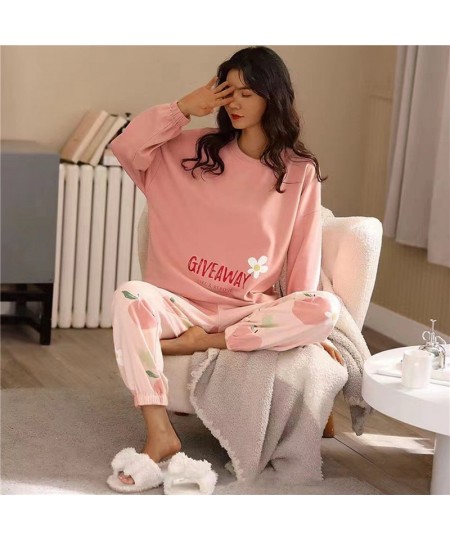 New Women Soft Pajamas Set Spring Autumn Long-sleeved Trousers Two-piece Set Cute Soft Home Wear Clothes for Women Nightwear ...