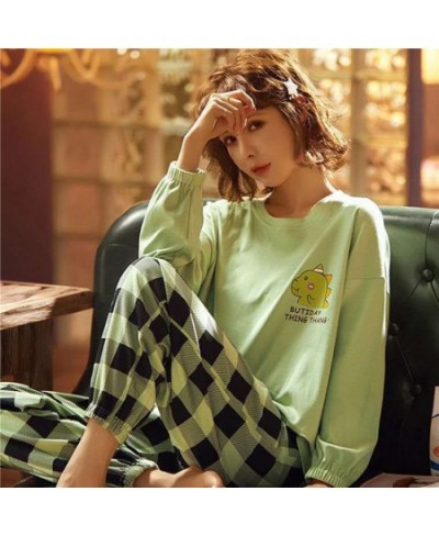 New Women Soft Pajamas Set Spring Autumn Long-sleeved Trousers Two-piece Set Cute Soft Home Wear Clothes for Women Nightwear ...