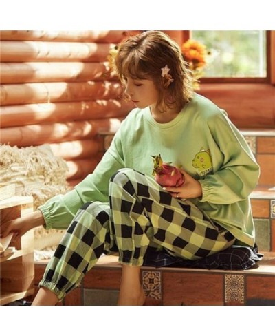 New Women Soft Pajamas Set Spring Autumn Long-sleeved Trousers Two-piece Set Cute Soft Home Wear Clothes for Women Nightwear ...