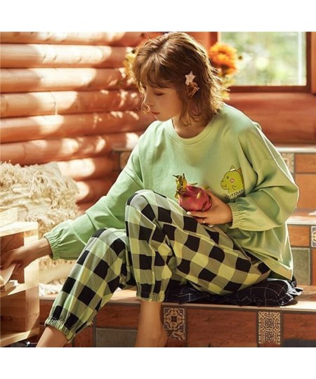 New Women Soft Pajamas Set Spring Autumn Long-sleeved Trousers Two-piece Set Cute Soft Home Wear Clothes for Women Nightwear ...