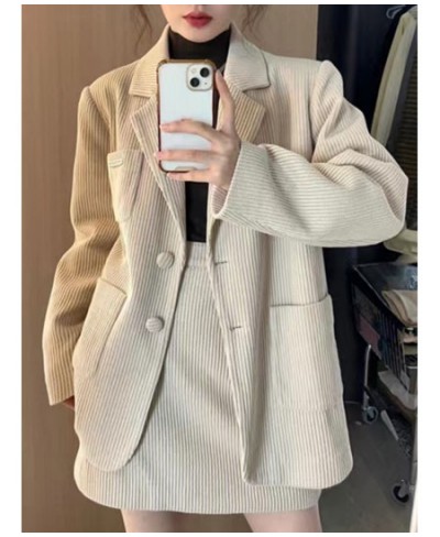 Korean Skirt Suit Two Piece Set for Women Loose Long Sleeve Blazer and Mini Skirt Set Spring Autumn Fashion Clothes $78.90 - ...