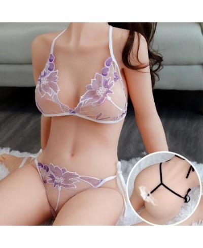 Sexy Lace See-through Underwear Set For Women Low-Rise Intimates Girl Briefs Bra Mini Babydoll Bra Thong Transparent Lingerie...