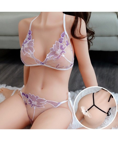 Sexy Lace See-through Underwear Set For Women Low-Rise Intimates Girl Briefs Bra Mini Babydoll Bra Thong Transparent Lingerie...