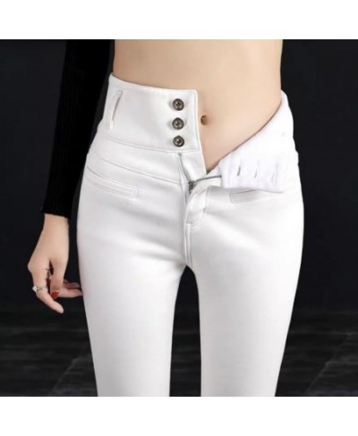 S-5XL Plus Velvet White Jeans Women High Waisted Skinny Leggings Long Denim Trousers Warm Fleece Pencil Pants Winter Jeans C3...