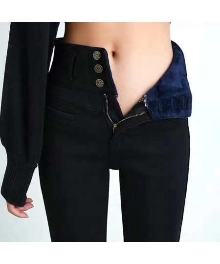 S-5XL Plus Velvet White Jeans Women High Waisted Skinny Leggings Long Denim Trousers Warm Fleece Pencil Pants Winter Jeans C3...