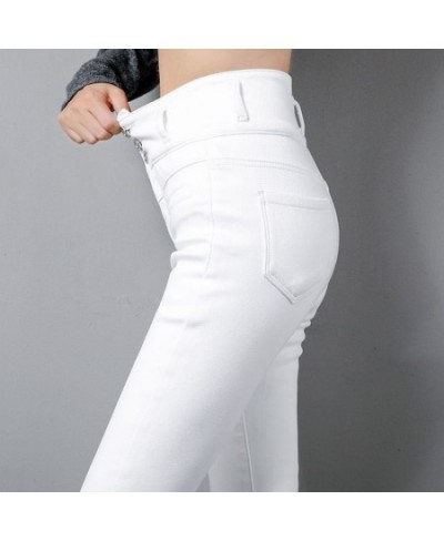 S-5XL Plus Velvet White Jeans Women High Waisted Skinny Leggings Long Denim Trousers Warm Fleece Pencil Pants Winter Jeans C3...