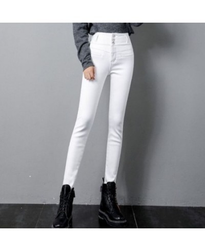 S-5XL Plus Velvet White Jeans Women High Waisted Skinny Leggings Long Denim Trousers Warm Fleece Pencil Pants Winter Jeans C3...