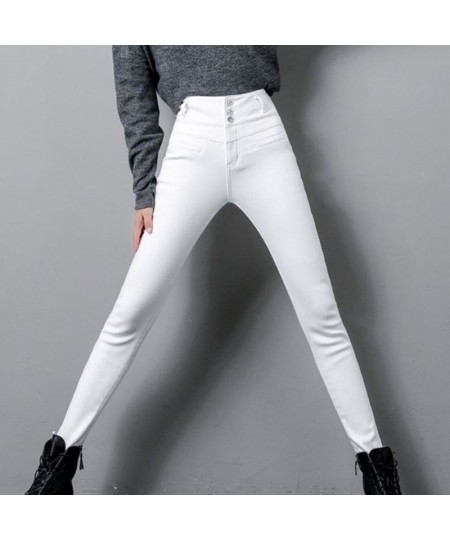 S-5XL Plus Velvet White Jeans Women High Waisted Skinny Leggings Long Denim Trousers Warm Fleece Pencil Pants Winter Jeans C3...