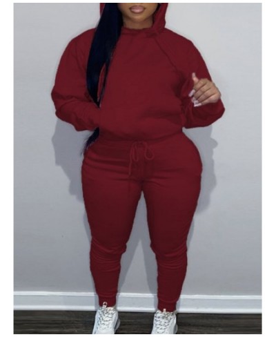 BASICS Plus Size Kangaroo Pocket Drawstring Tracksuit Set 2022 Autumn winter warm Two Piece Set Long Sleeved Hoodies Sportsw ...