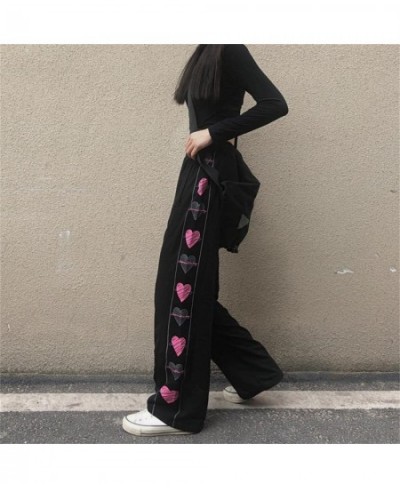 Black Women Heart Print Pants Autumn Cargo Trousers Streetwear Cute Loose Harajuku Fashion Cool Hip Hop Female High Street $2...