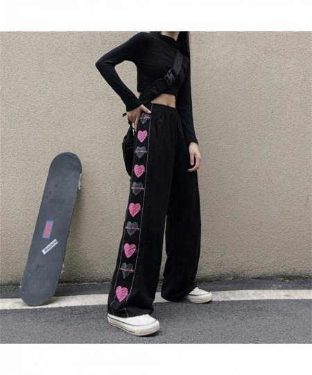 Black Women Heart Print Pants Autumn Cargo Trousers Streetwear Cute Loose Harajuku Fashion Cool Hip Hop Female High Street $2...