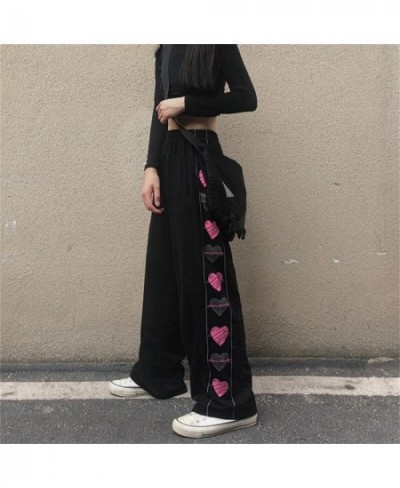 Black Women Heart Print Pants Autumn Cargo Trousers Streetwear Cute Loose Harajuku Fashion Cool Hip Hop Female High Street $2...