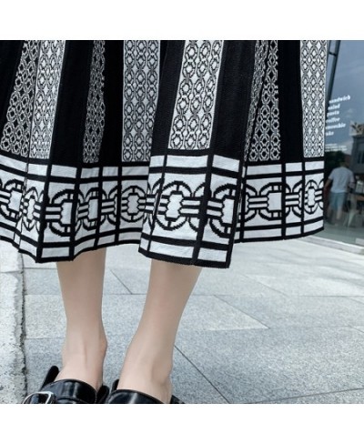 Winter Black Pleated Knitted Skirt Women Boho Print Vintage High Waist Skirt 2022 Casual Skirt WF0234 $62.10 - Skirts