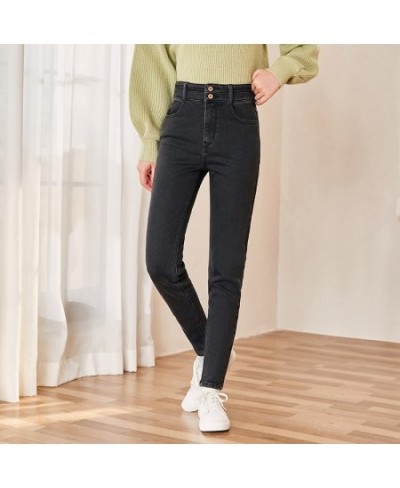 Jeans Women Self-Cultivation And Old Feet Pants Show Leg Length 2023 Winter New Warm Trousers $66.77 - Jeans