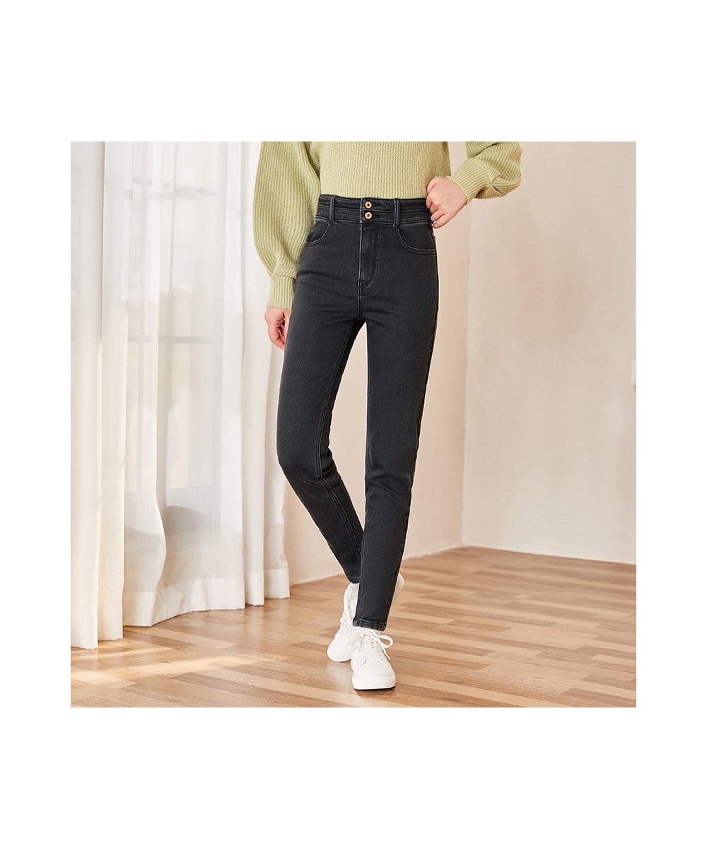 Jeans Women Self-Cultivation And Old Feet Pants Show Leg Length 2023 Winter New Warm Trousers $66.77 - Jeans