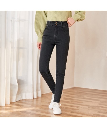 Jeans Women Self-Cultivation And Old Feet Pants Show Leg Length 2023 Winter New Warm Trousers $66.77 - Jeans