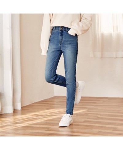 Jeans Women Self-Cultivation And Old Feet Pants Show Leg Length 2023 Winter New Warm Trousers $66.77 - Jeans