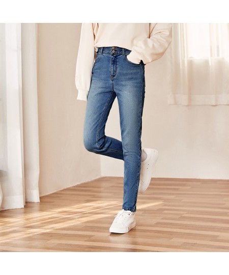 Jeans Women Self-Cultivation And Old Feet Pants Show Leg Length 2023 Winter New Warm Trousers $66.77 - Jeans