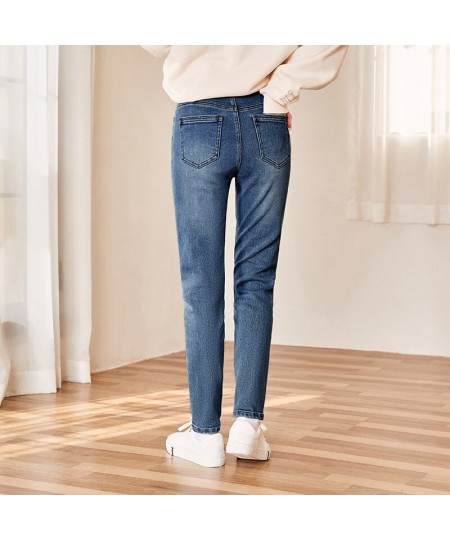 Jeans Women Self-Cultivation And Old Feet Pants Show Leg Length 2023 Winter New Warm Trousers $66.77 - Jeans