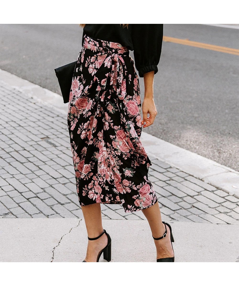 Floral Printed Slit Irregular Skirt VD1795 Slim Casual Summer Long Women Midi Skirt Jupe Femme $35.15 - Skirts