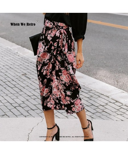 Floral Printed Slit Irregular Skirt VD1795 Slim Casual Summer Long Women Midi Skirt Jupe Femme $35.15 - Skirts