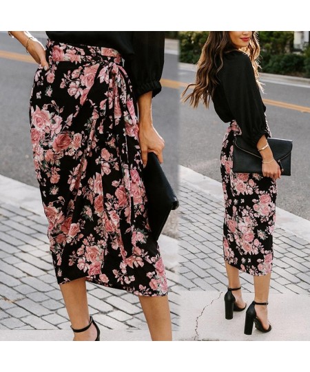 Floral Printed Slit Irregular Skirt VD1795 Slim Casual Summer Long Women Midi Skirt Jupe Femme $35.15 - Skirts