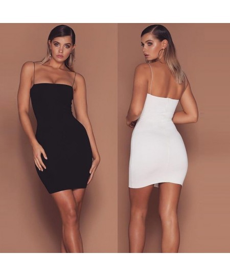 Sexy Robe Woman Straps Slim Sleeveless Halter Stretch Mini Dress 2023 Summer Women Dress White Black Spaghetti Strap Vestidos...