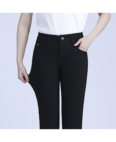 2022 Women's Summer New High Waist Stretch Slim Fit Calf-Length Jeans Black Thin Casual Pants $50.23 - Jeans