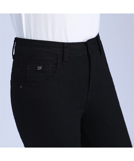 2022 Women's Summer New High Waist Stretch Slim Fit Calf-Length Jeans Black Thin Casual Pants $50.23 - Jeans