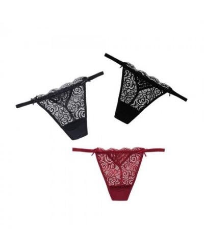 3pcs Transparent G Strings Lace for Women Lingerie Set Embroidery Floral Thong Panties Low-waist Underpants $11.73 - Underwear