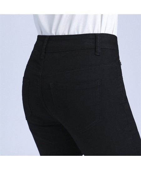 2022 Women's Summer New High Waist Stretch Slim Fit Calf-Length Jeans Black Thin Casual Pants $50.23 - Jeans