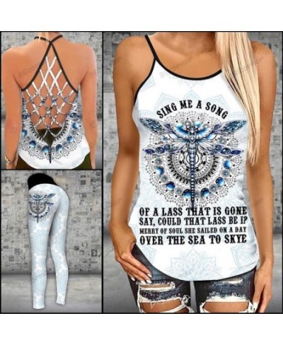 Dragonfly Criss-Cross Tanktop and Legging Set Yoga Leggings Summer Vest for Women Sports Suit Yoga Tank Tops Leggings Suit $2...