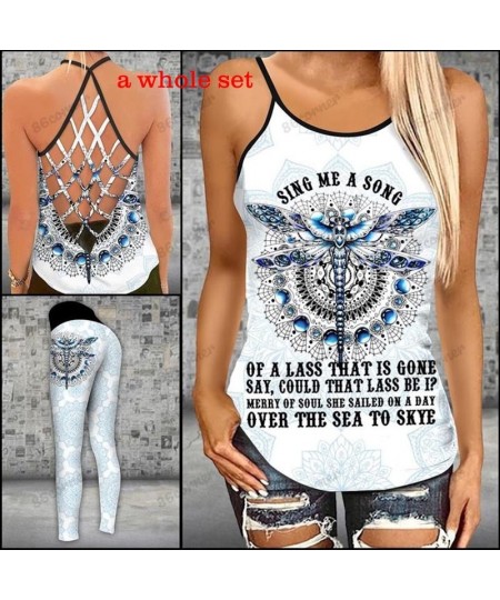 Dragonfly Criss-Cross Tanktop and Legging Set Yoga Leggings Summer Vest for Women Sports Suit Yoga Tank Tops Leggings Suit $2...