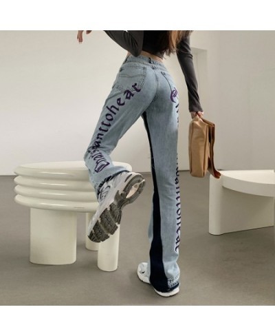 2023 European Spring Autumn New Denim Back Letters Embroidery Thin Loose High-waisted Jeans Straight Pants Women Streetwear Y...