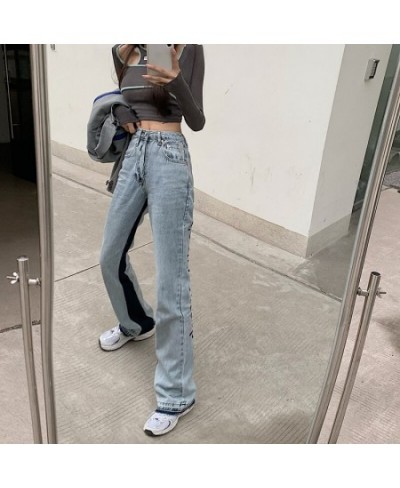 2023 European Spring Autumn New Denim Back Letters Embroidery Thin Loose High-waisted Jeans Straight Pants Women Streetwear Y...