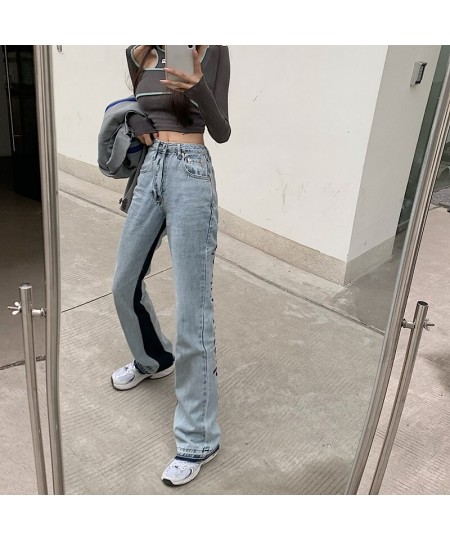 2023 European Spring Autumn New Denim Back Letters Embroidery Thin Loose High-waisted Jeans Straight Pants Women Streetwear Y...