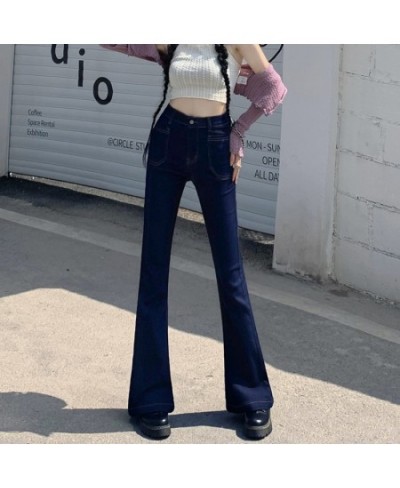 Flare Pants High Waisted Jeans for Women New Fashion Y2k Pants Vintage Slim Square Pocket Streetwear Female Trousers $60.64 -...