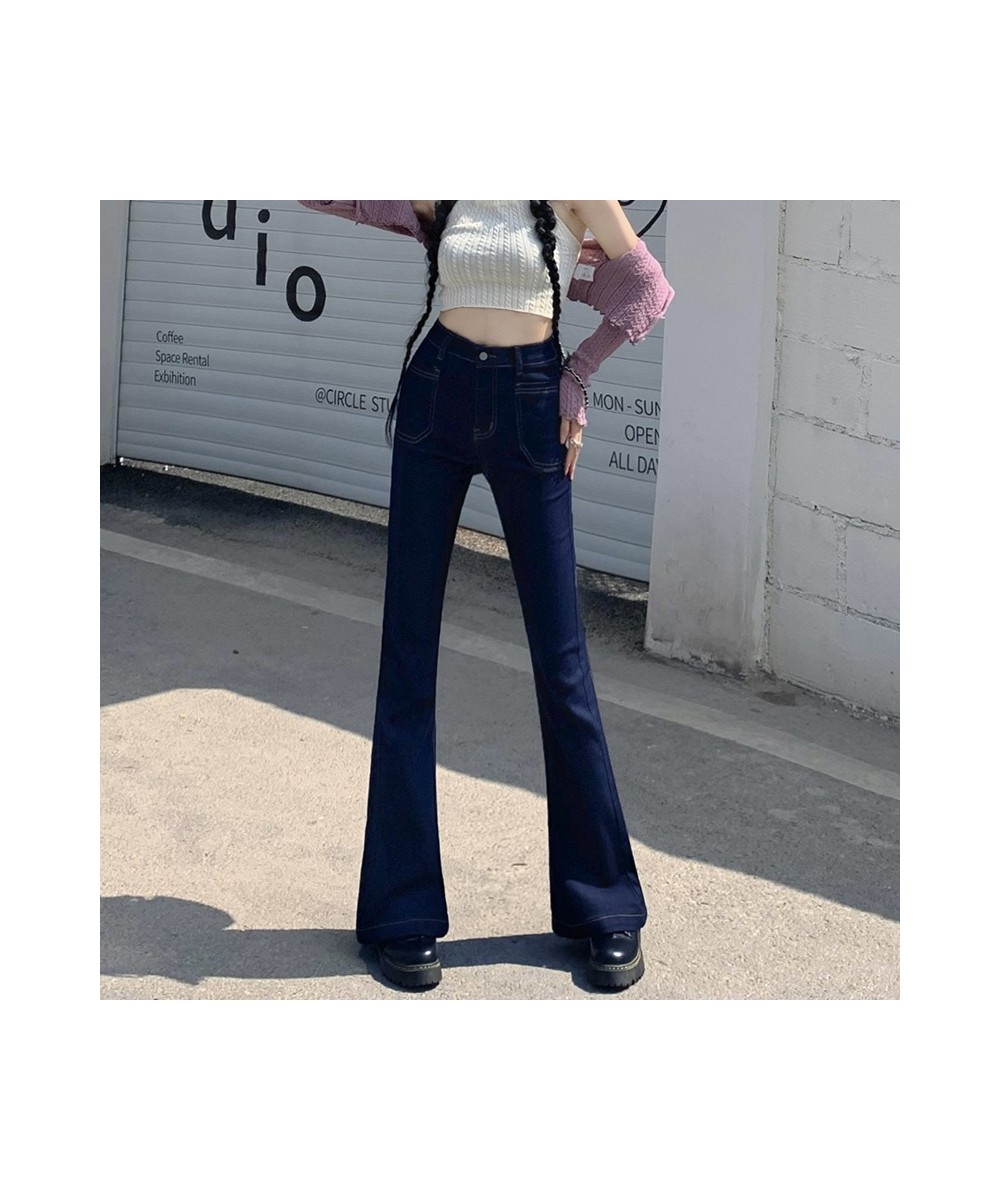 Flare Pants High Waisted Jeans for Women New Fashion Y2k Pants Vintage Slim Square Pocket Streetwear Female Trousers $60.64 -...