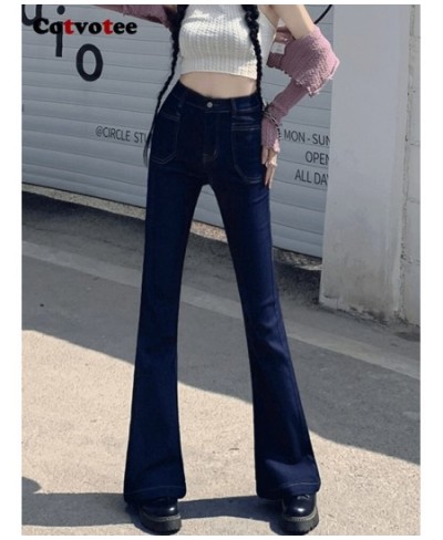 Flare Pants High Waisted Jeans for Women New Fashion Y2k Pants Vintage Slim Square Pocket Streetwear Female Trousers $60.64 -...