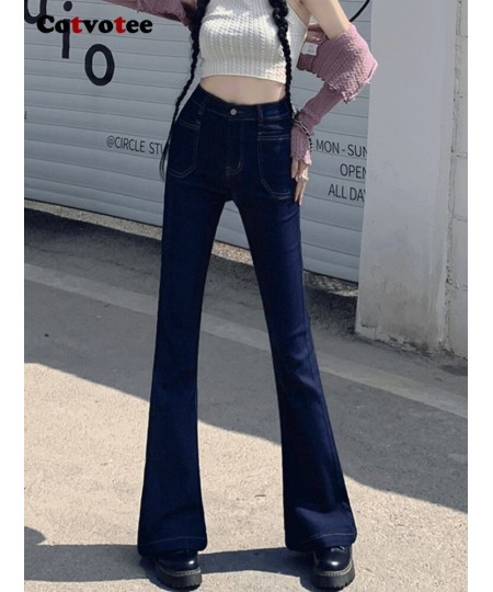 Flare Pants High Waisted Jeans for Women New Fashion Y2k Pants Vintage Slim Square Pocket Streetwear Female Trousers $60.64 -...