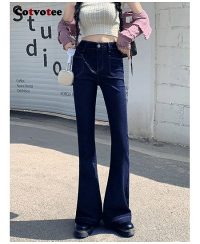 Flare Pants High Waisted Jeans for Women New Fashion Y2k Pants Vintage Slim Square Pocket Streetwear Female Trousers $60.64 -...