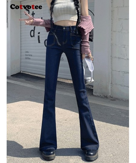 Flare Pants High Waisted Jeans for Women New Fashion Y2k Pants Vintage Slim Square Pocket Streetwear Female Trousers $60.64 -...