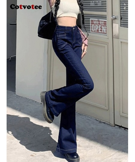 Flare Pants High Waisted Jeans for Women New Fashion Y2k Pants Vintage Slim Square Pocket Streetwear Female Trousers $60.64 -...