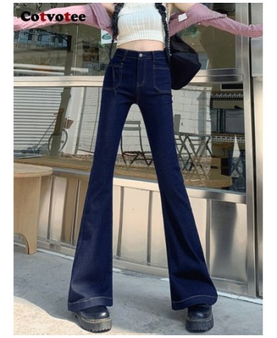 Flare Pants High Waisted Jeans for Women New Fashion Y2k Pants Vintage Slim Square Pocket Streetwear Female Trousers $60.64 -...